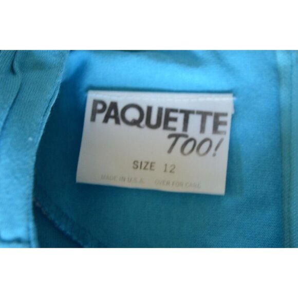 Vintage 80s Paquette Too! Bright Blue Belted Dress Womens Modern Size Medium - Picture 7 of 9